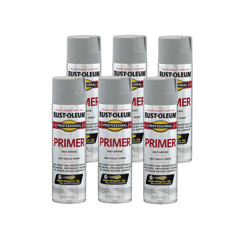 Rust-Oleum 7582838 Professional Primer Spray, 15 Oz, Flat Gray (Pack of 6)