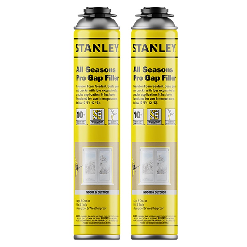 STANLEY All Season Pro Gap Filler – Window & Door Filler in 10F, Expanding Polyurethane Sealant for Gaps & Cracks – Gun Use, Gun NOT Included – 24 Oz, All Season Pro (Pack of 12)