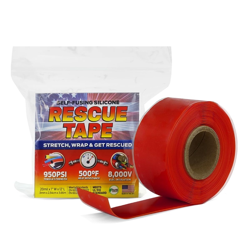 Bond It Rescue Tape, Self-Fusing Silicone for Emergency Plumbing, Pipe & Hose Repair, Electrical Insulation, Waterproof, 950 PSI, Made in USA, 1 x 12′, Red Red 1 x 12′ x 20mil