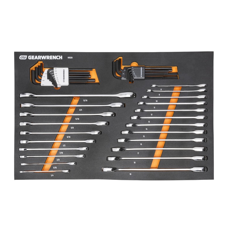 GEARWRENCH 44 Piece 90-Tooth SAE/Metric Ratcheting Wrench and Hex Key Set – 86528