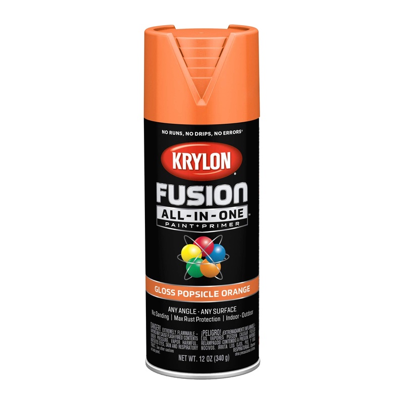 Krylon Fusion All-In-One Adhesive Spray Paint for Indoor/Outdoor Use, 12 oz, Popsicle Orange (Pack of 1)