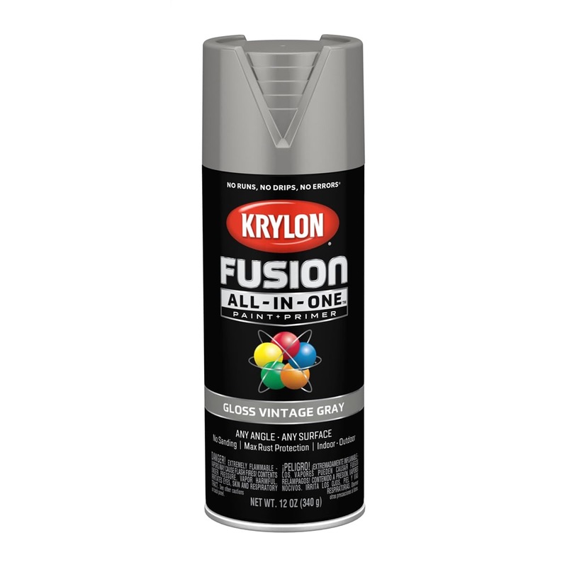 Krylon Fusion All-In-One Adhesive Spray Paint for Indoor/Outdoor Use, 12 oz, Vintage Gray Vintage Gray 12 Ounce (Pack of 1) Gloss