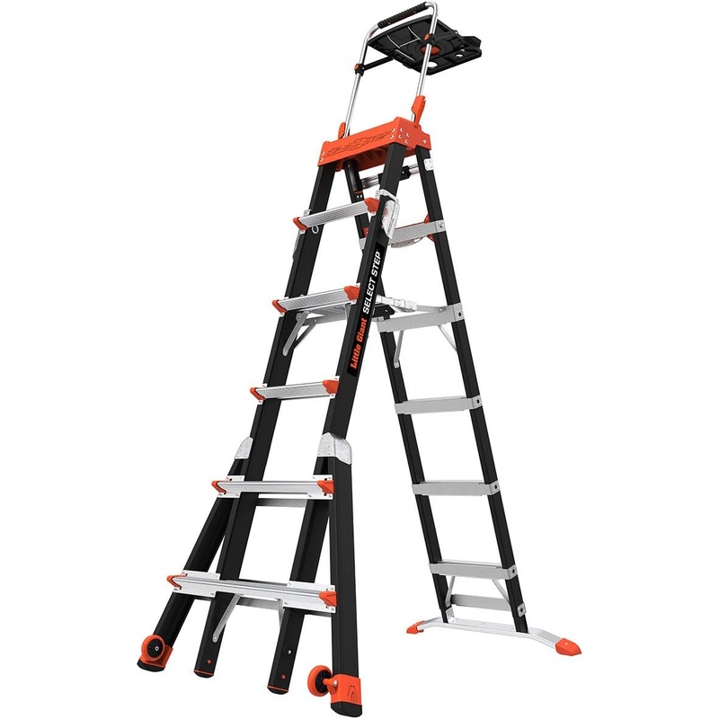 Little Giant Ladders, Select Step, 6 to 10 ft, Adjustable Step Ladder, Fiberglass, Type IAA, 375 lbs weight rating (15131-001)