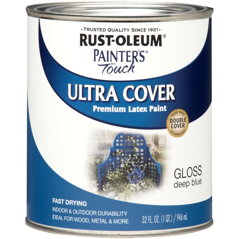 Rust-Oleum 224428T Painter’s Touch Latex Paint, Quart, Gloss Deep Blue (Pack of 1)
