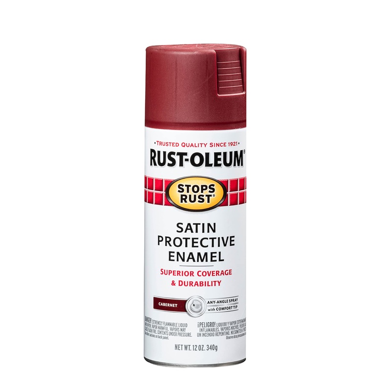 Rust-Oleum 248635 Stops Rust Spray Paint, 12 oz, Satin Cabernet (Pack of 1)