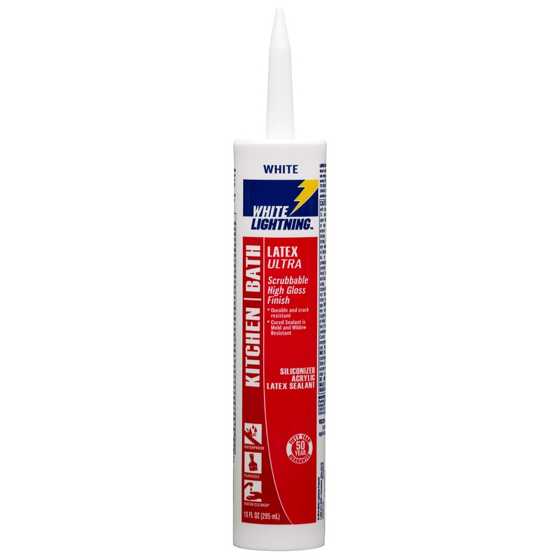 White Lightning W21000010 Kitchen & Bath Latex Premium High Gloss Sealant, White, 10 oz