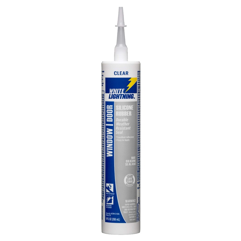 White Lightning W31111010 Silicone Rubber Window & Door Sealant, Clear, 10 fl. oz.