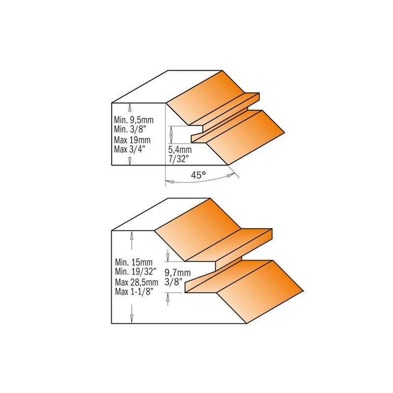 LOCK MITER BIT S=1/2” 2-3/4”x1-1/4”x2-3/4”