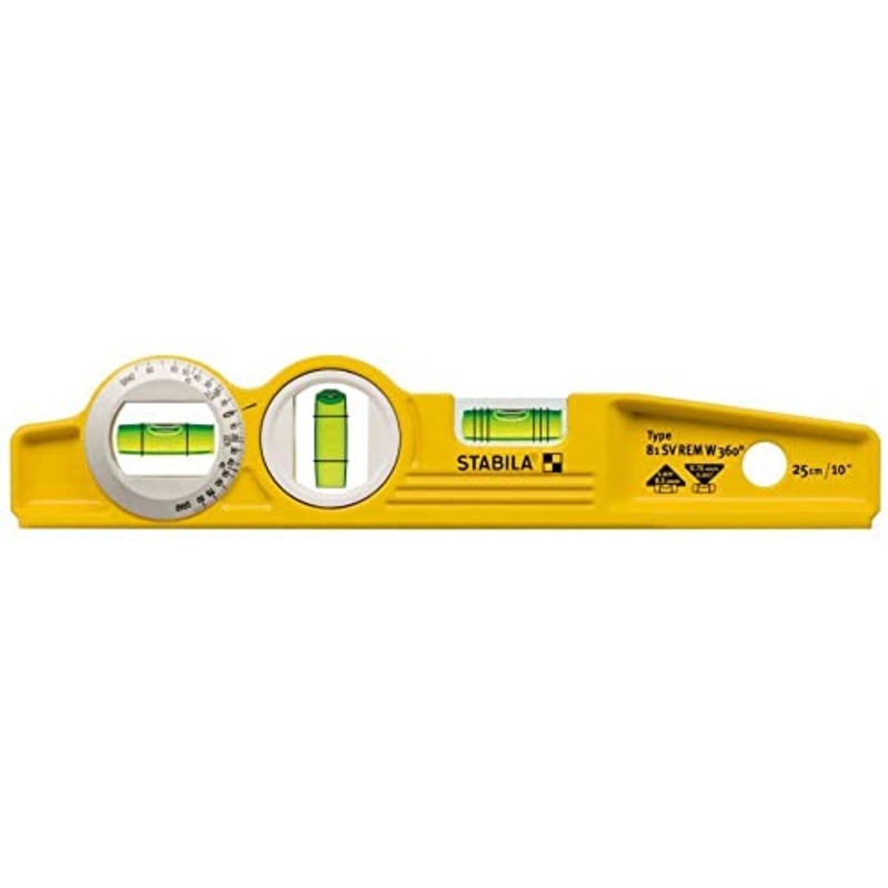 STABILA Die Cast Magnetic Torpedo with 360-degree vial and V-groove frame