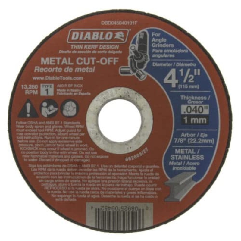 Diablo Tools 4-1/2 Metal Cut Off Disc w/Thin Kerf, Pack of 25