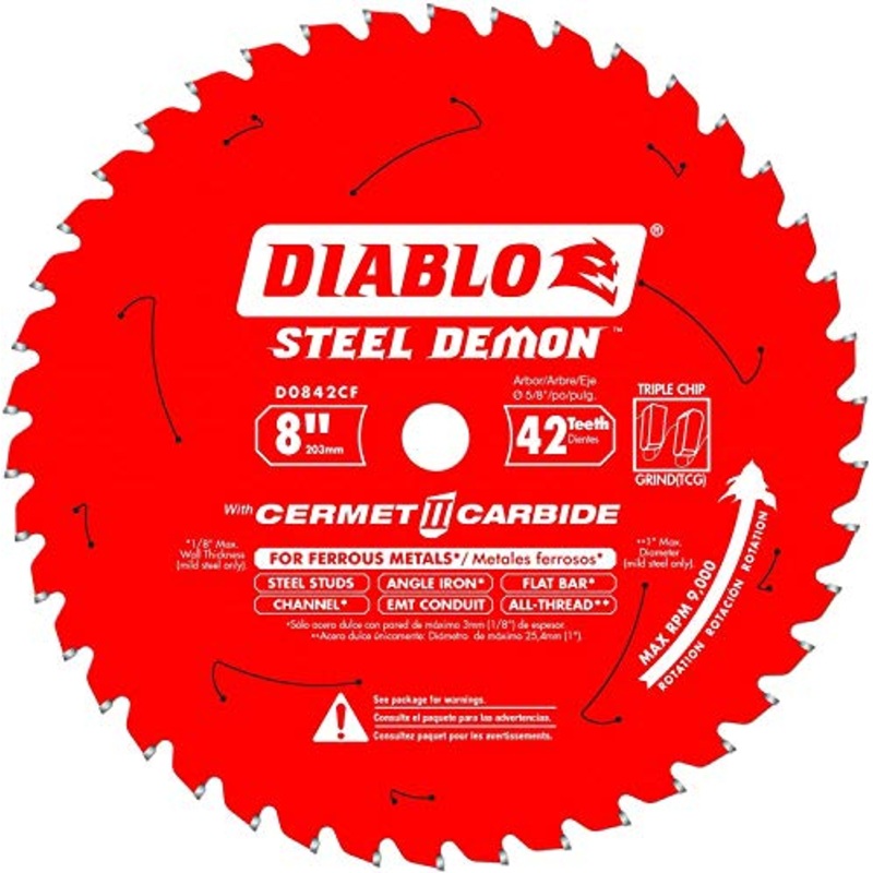 Diablo Tools 8 x 42 Tooth Cermet Metal and Stainless-Steel Cutting Saw Blade