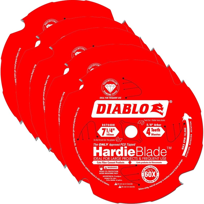 Diablo Tools (D0704DHA) 7-1/4in x 4 Tooth (PCD) Fiber Cement Hardie Blade (Pack of 5)