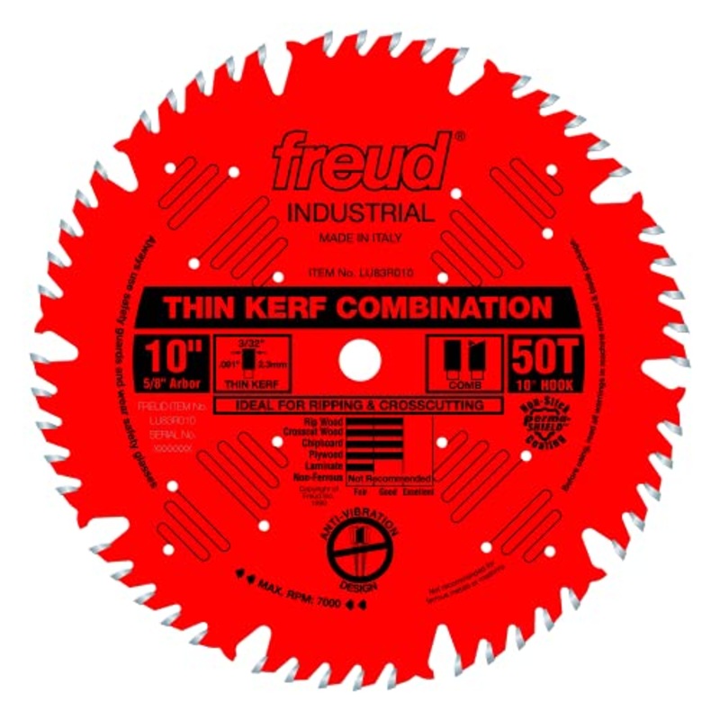 Freud 8 Thin Kerf Combination Saw Blade with 5/8-Inch Arbor and Perma-Shield Coating