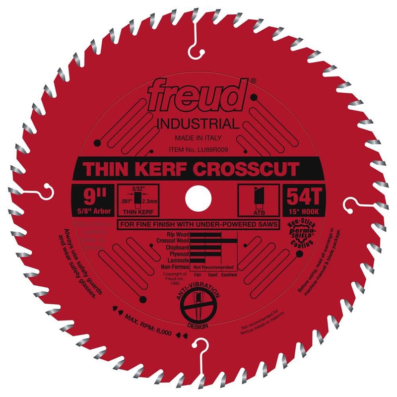 Freud 9 Thin Kerf Fine Finish Crosscut with Perma-Shield Coating