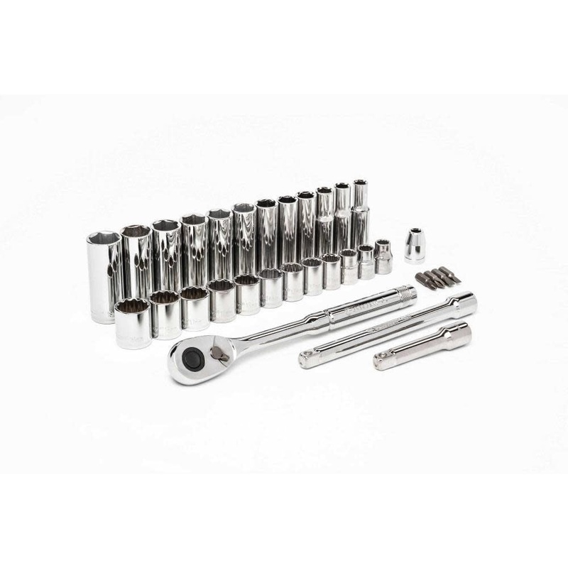Crescent 32-Piece 3/8 Drive 6 and 12-Point Standard & Deep Metric Mechanics Tool Set