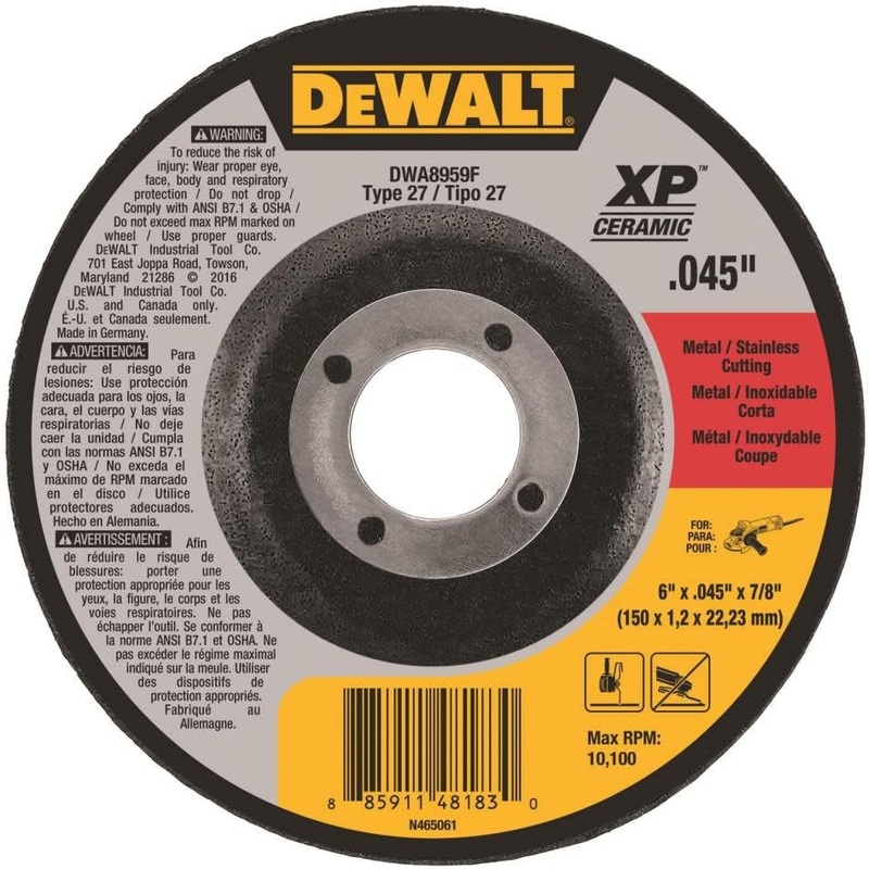 DeWALT (DWA8959F) T27 XP CER Fast Cut-Off Wheel, 6 x 0.045 x 7/8