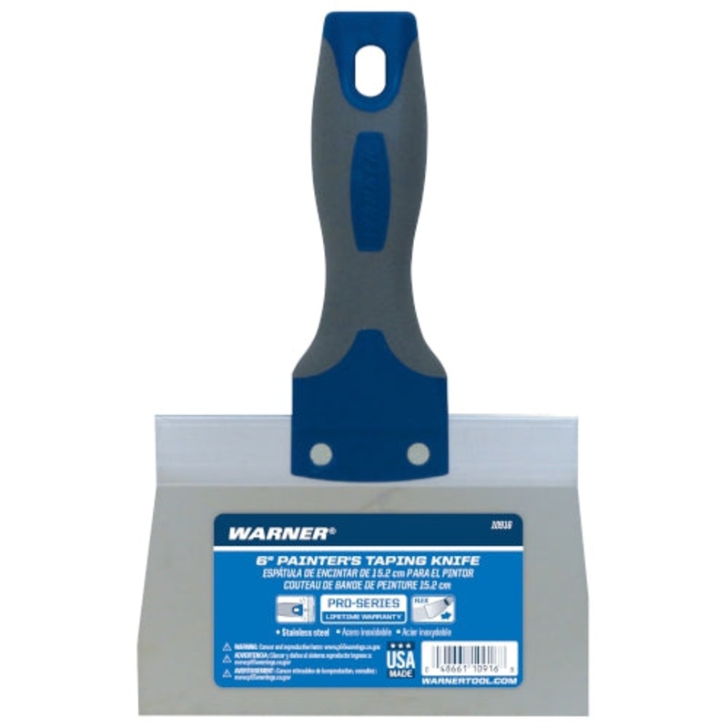 Warner Manufacturing 6 ProGrip Stainless Steel Drywall Taping Knife, Soft Grip Handle