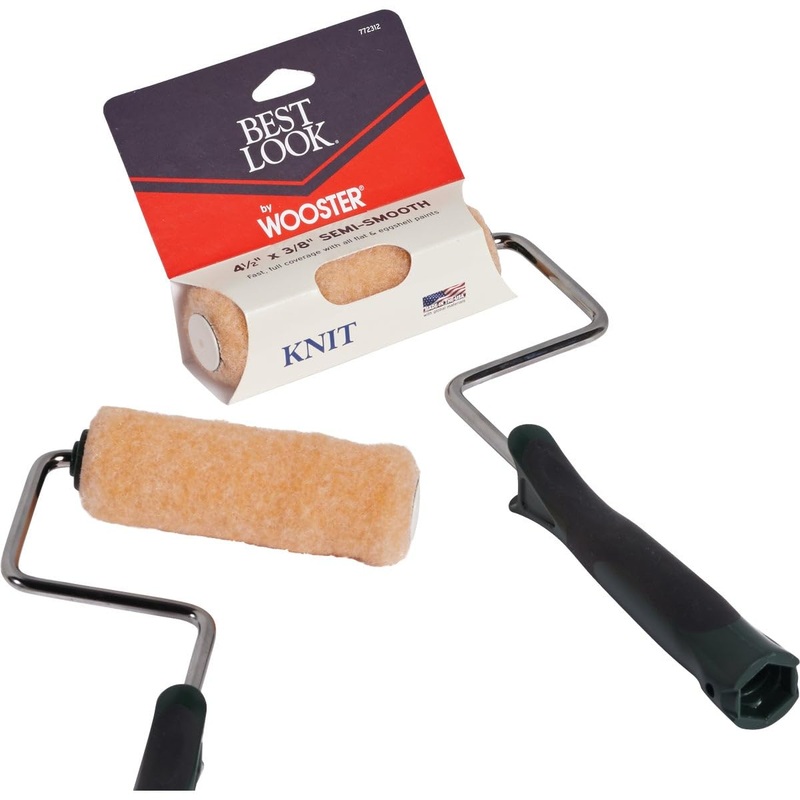 Best Look By Wooster, 4-1/2 x 3/8 Mini Knit Paint Roller Cover & Frame
