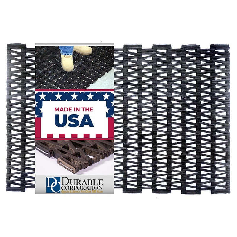 Durable 108H2030 Durite Recycled Tire-Link Outdoor Entrance Mat Herringbone Weave, 30L x 20W, Black