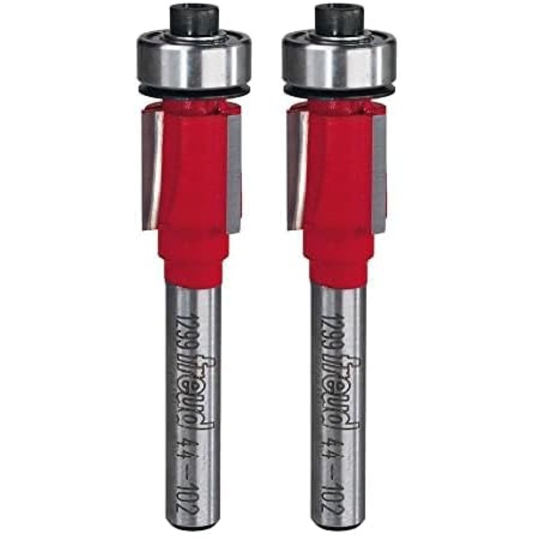Freud 44-102: 1/2 (Dia.) Bearing Flush Trim Bit with 1/4 Shank, 1/2 Carbide Height (Pack of 2) 1 Count (Pack of 2) 44-102 1/2-Inch Diameter 3-Flute Flush Trimming Router Bit with 1/4-Inch Shank