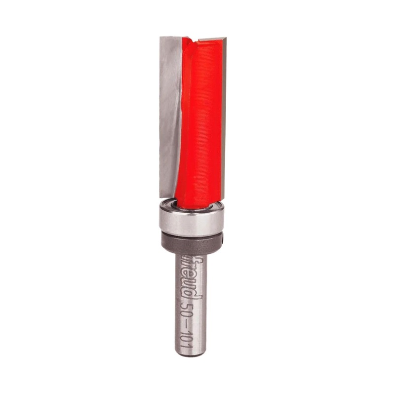 Freud Bearing Flush Trim Bit – Ideal for Trimming Laminates & Pattern Routing – 1/2 Diameter, 1/4 Shank, 2-1/2 Overall Length – 50-101 One Size 1/2-Inch Diameter Top Bearing Flush Trim Router Bit with 1/4-Inch Shank