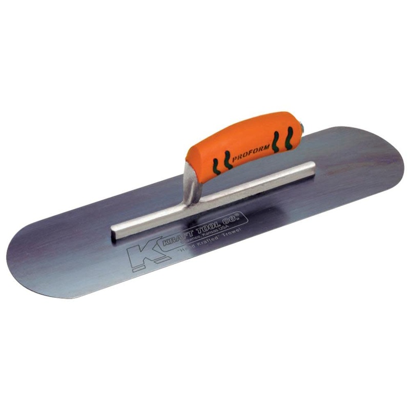 Kraft Tool CF271BPF Blue Steel Pool Trowel with ProForm Handle, 12 x 3-Inch