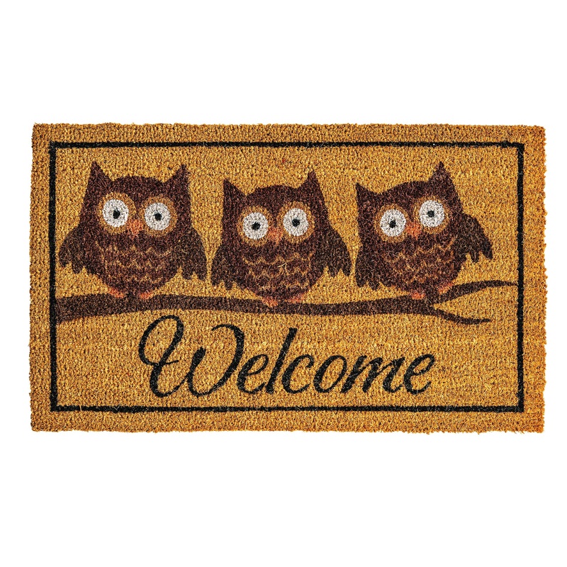 NoTrax, Owl, Vinyl-Backed Natural Coir Doormat, 18 x 30 – C12S1830OW