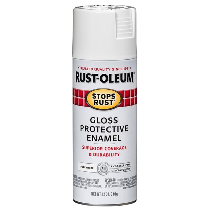 Rust-Oleum 250702 Stops Rust Spray Paint, 12 oz, Gloss Pure White (Pack of 6)
