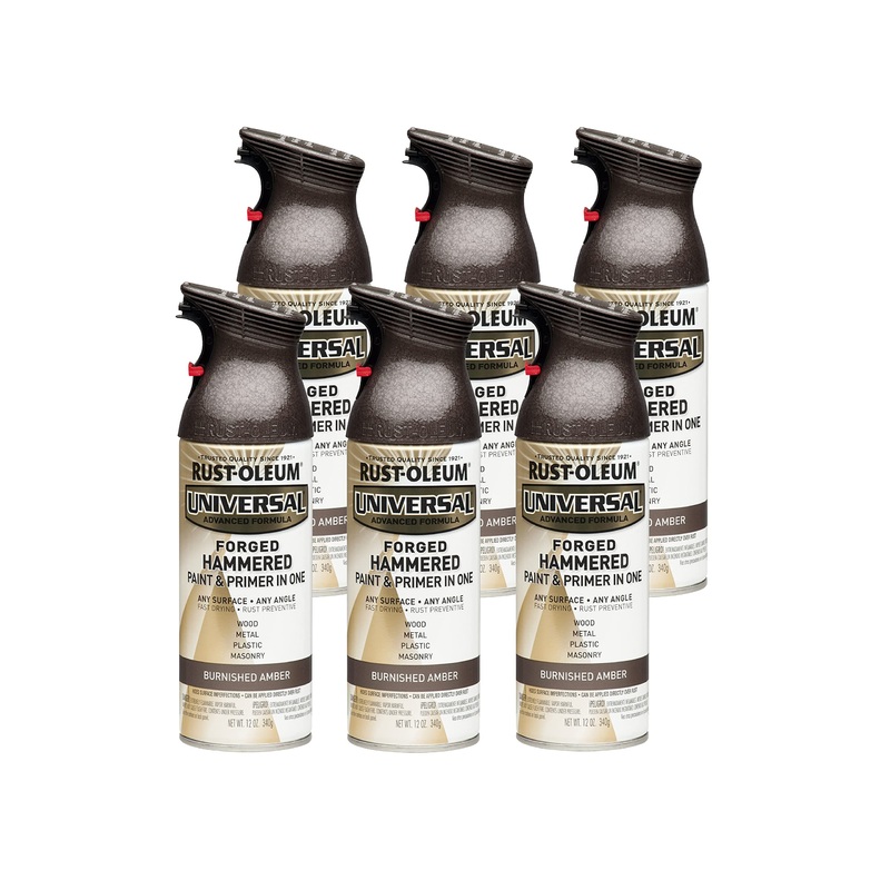 Rust-Oleum 271480 Universal All Surface Forged Hammered Spray Paint, 12 Oz, Burnished Amber (Pack of 6)