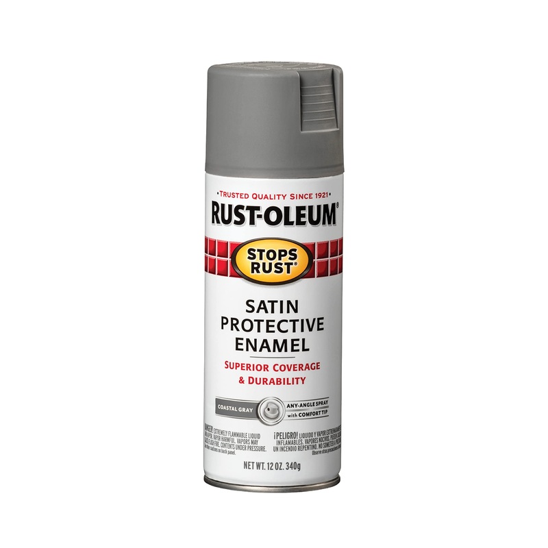 Rust-Oleum 312819 Stops Rust Spray Paint, 12 Oz, Satin, Coastal Gray (Pack of 1)