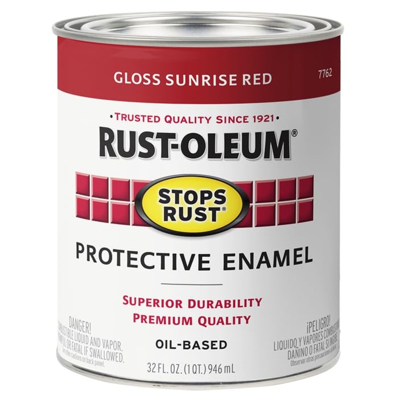 Rust-Oleum 7762502 Stops Rust Brush On Paint, Quart, Gloss Sunrise Red (Pack of 2)