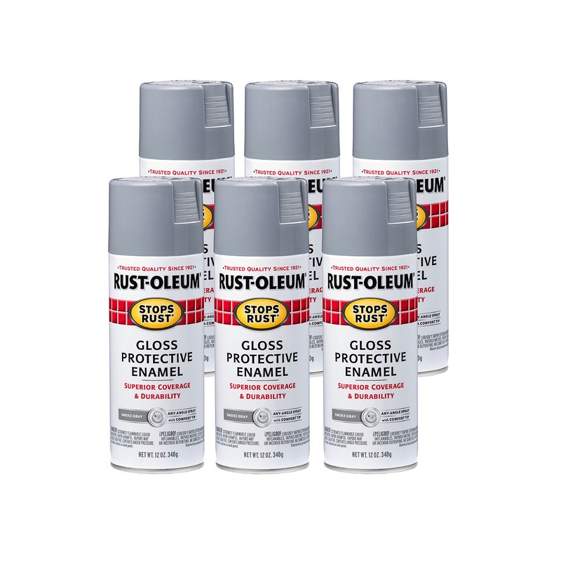 Rust-Oleum 7786830 Stops Rust Spray Paint, 12 oz, Gloss Smoke Gray (Pack of 6)