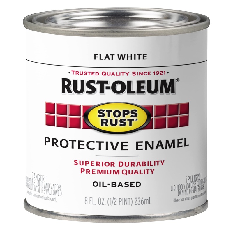 Rust-Oleum 7790730 Protective Enamel Paint, 8 Oz, Flat White (Pack of 1)