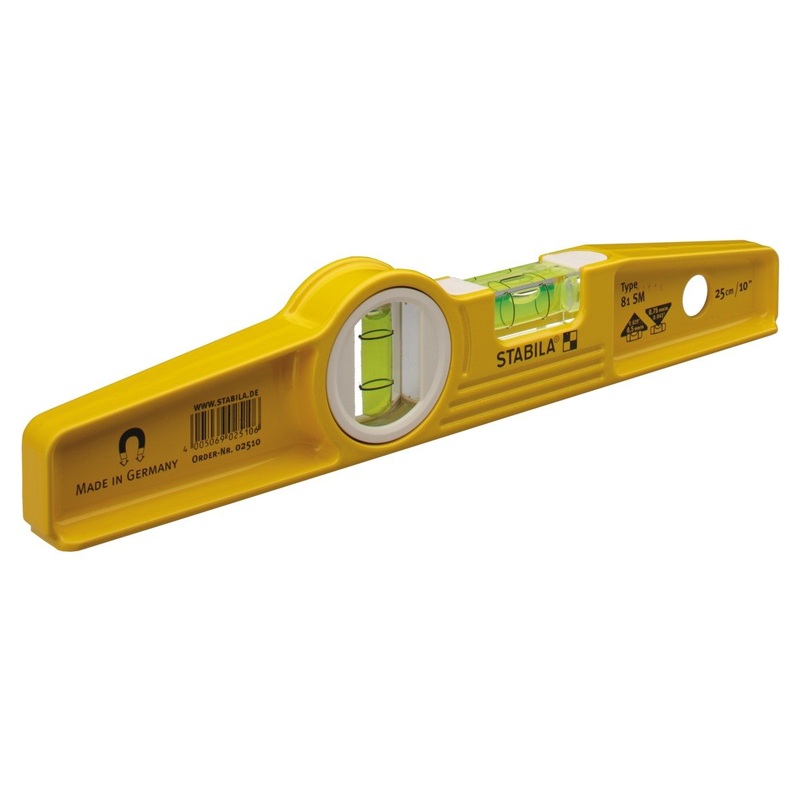 Stabila 25100 10-Inch Die-Cast Rare Earth Magnetic Level, Yellow