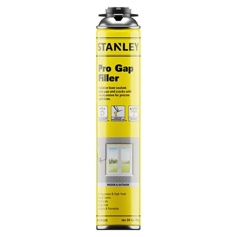 STANLEY Pro Gap Filler – Window & Door Filler, Gaps & Cracks, Expanding Spray Foam Sealant, Gun Not Included, 24 Oz (Pack of 1)