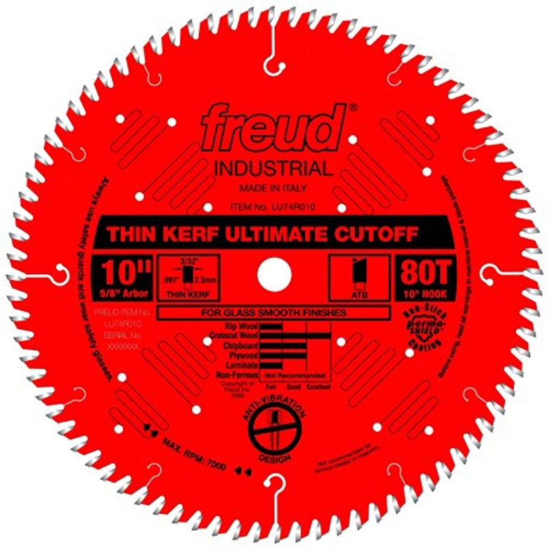 Freud 10in Thin Kerf Ultimate Cut-Off Blade with Perma-SHIELD Coating