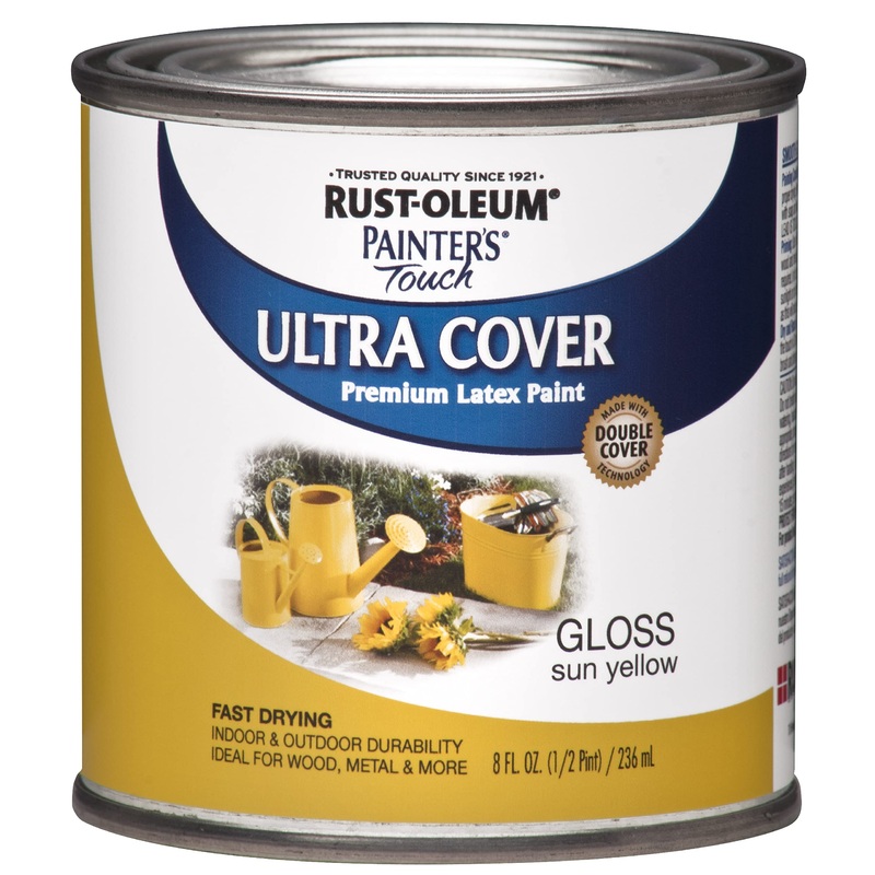 Rust-Oleum 1945730 Painter’s Touch Latex Paint, Half Pint, Gloss Sun Yellow, 8 Fl Oz (Pack of 1)
