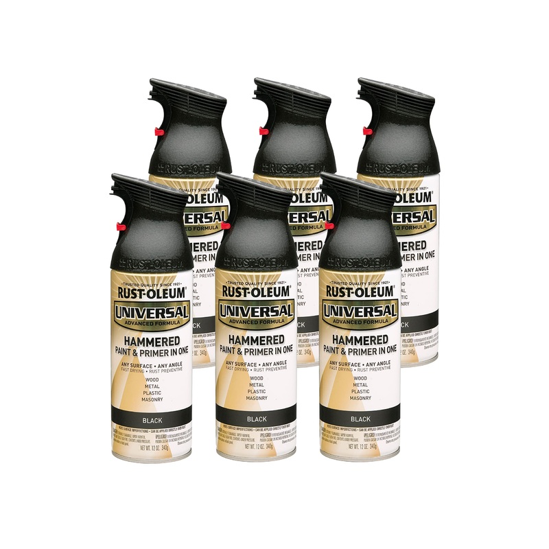Rust-Oleum 245217 Universal All Surface Hammered Spray Paint, 12 oz, Black (Pack of 6)