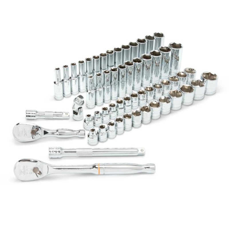 GEARWRENCH 57 Piece 3/8 Drive 6 Point Standard & Deep SAE/Metric Mechanics Tool Set – 80550