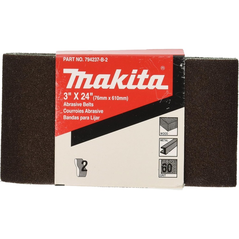 Makita 3 x 24 (794237-C-2) Abrasive Belt, 80 Grit, 2/pk