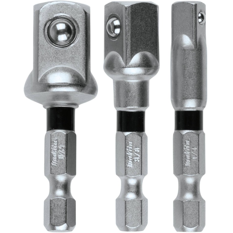Makita (E-01600) Impact XPS 3 Pc. Square 2 Socket Adapter Set, 1/4, 3/8 and 1/2