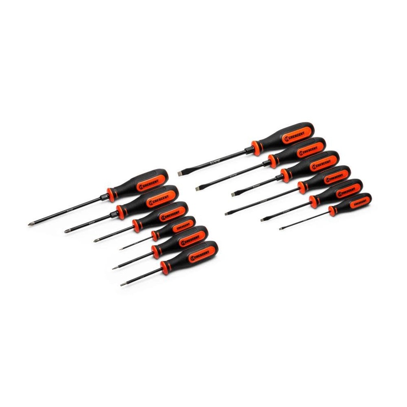 Crescent 12 Pc. Diamond Tip Dual Material Screwdriver Set with Phillips, Slotted, and Torx Screwdrivers – CDT12PCSET