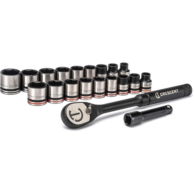 Crescent 20 Piece X10 3/8 Drive 6 Point Standard SAE/Metric Mechanics Tool Set – CSWS38B