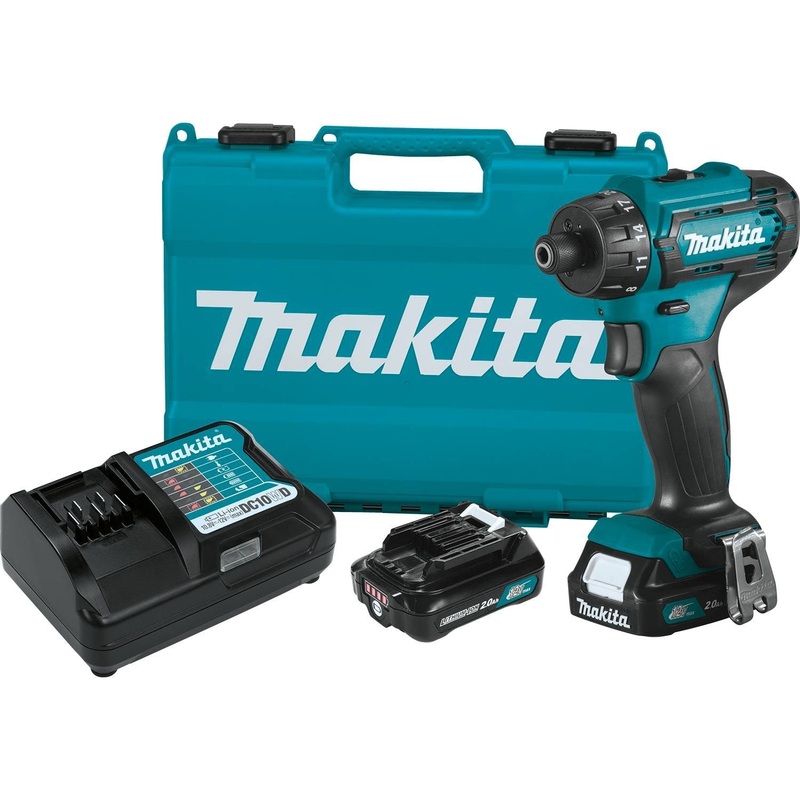Makita (FD10R1) 12V max CXT Lithium-Ion Cordless 1/4 Hex Screwdriver Kit, 2-speed, var. spd., L.E.D. Light, case (2.0Ah)