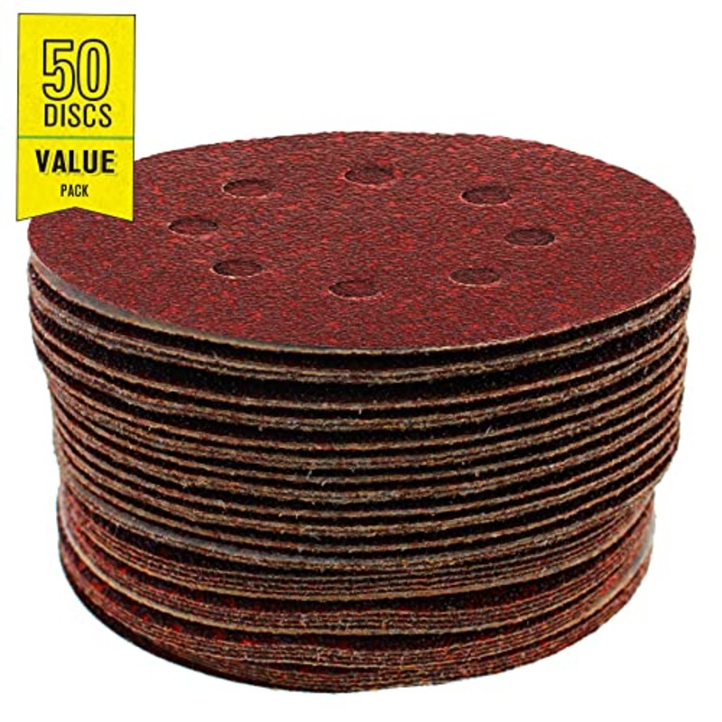 Gator 5 Random Orbit Hook & Loop Red Resin Aluminum Oxide Sanding Discs, 8-Hole, 40 Grit, 50 Pack