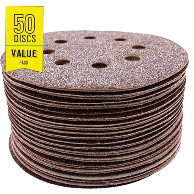 Gator 5 Random Orbit Hook & Loop Red Resin Aluminum Oxide Sanding Discs, 8-Hole, 60 Grit, 50 Pack