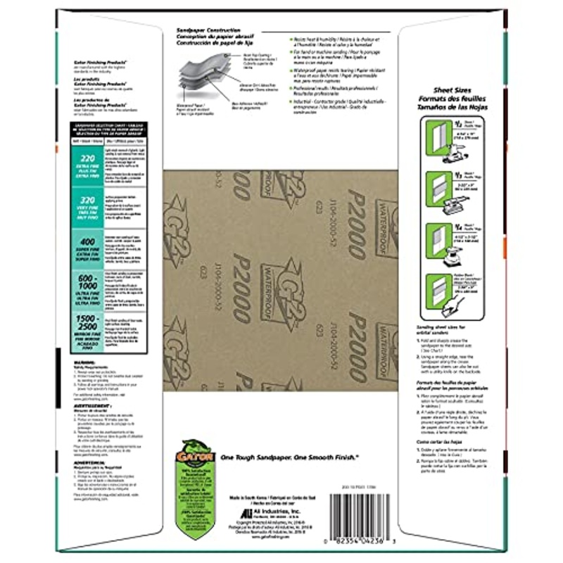 Gator 9 x 11 Waterproof Sanding Sheets, 2500 Grit, 25 Pack
