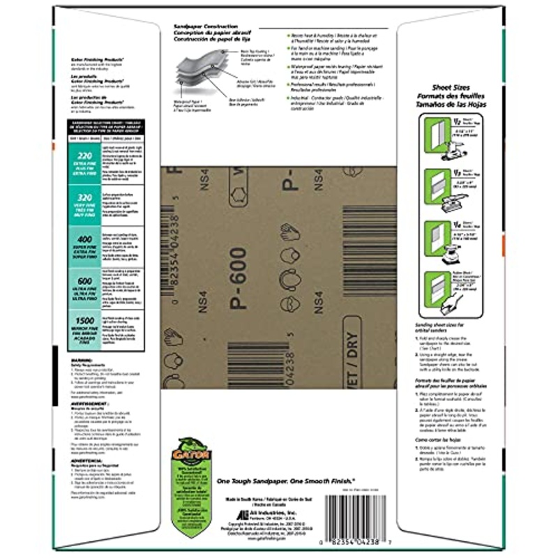 Gator 9 x 11 Waterproof Sanding Sheets, 600 Grit, 25 Pack