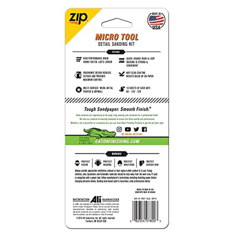 Gator MicroZip Sander Kit, Assorted Grits, 3.5 x 1