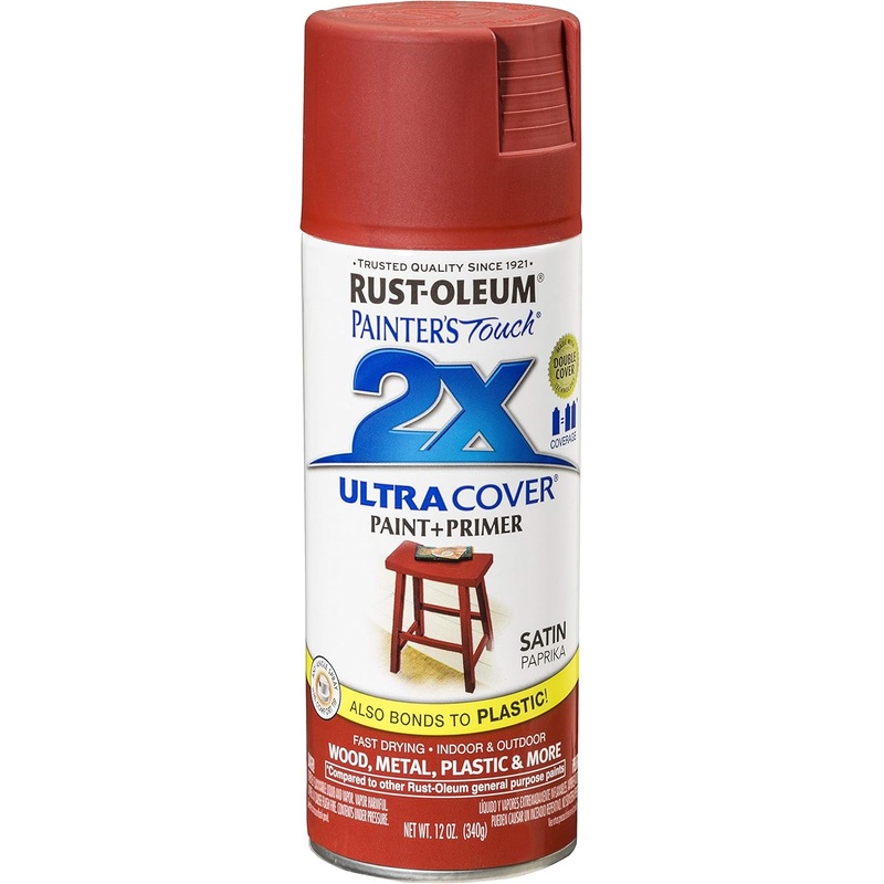 Rust-Oleum Painter’s Touch 2X Ultra Cover Spray Paint, 12 oz, Satin Paprika
